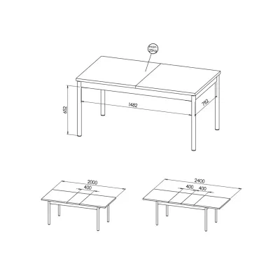 Rozkládací jídelní stůl 160(240)x90 ASHEBORO - ořech / san sebastian / černý