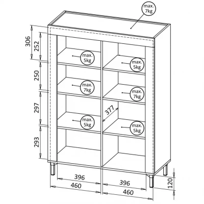 Úzká komoda s dvířky AUROVA - bílá / dub whiskey