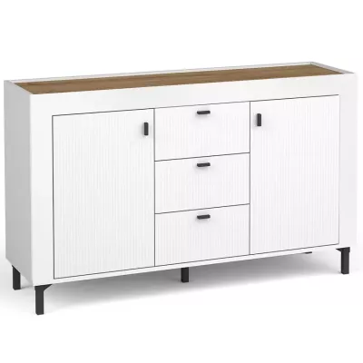 Kombinovaná komoda AUROVA - bílá / dub whiskey