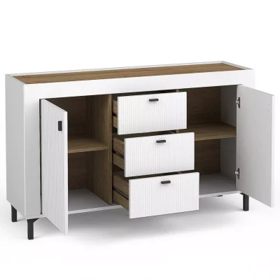 Kombinovaná komoda AUROVA - bílá / dub whiskey