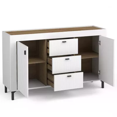 Kombinovaná komoda AUROVA - bílá / dub whiskey