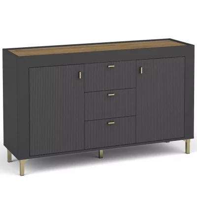 Kombinovaná komoda AUROVA - černá / dub whiskey