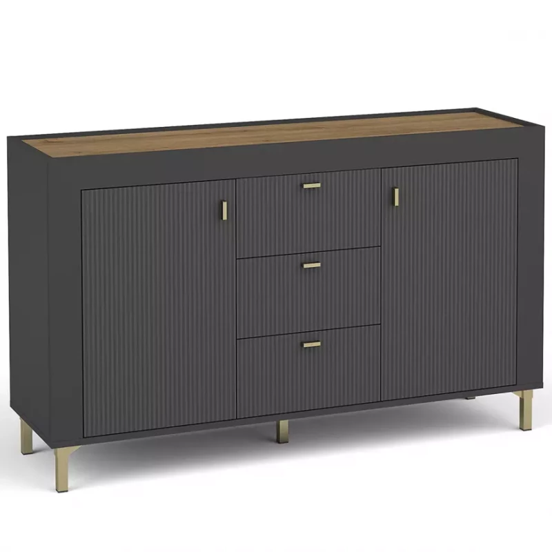 Kombinovaná komoda AUROVA - černá / dub whiskey