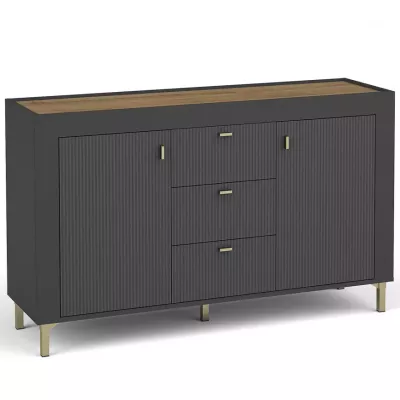 Kombinovaná komoda AUROVA - černá / dub whiskey