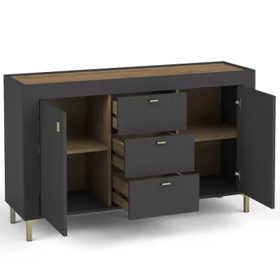 Kombinovaná komoda AUROVA - černá / dub whiskey