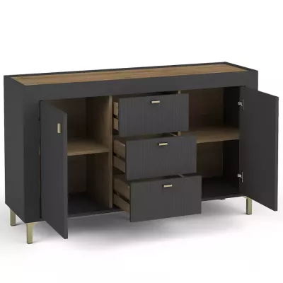 Kombinovaná komoda AUROVA - černá / dub whiskey