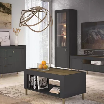 Kombinovaná komoda AUROVA - černá / dub whiskey