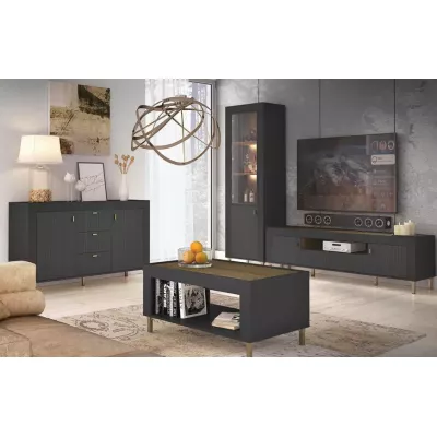 Kombinovaná komoda AUROVA - černá / dub whiskey