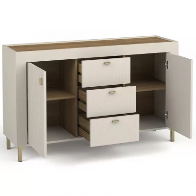 Kombinovaná komoda AUROVA - kašmír / dub whiskey