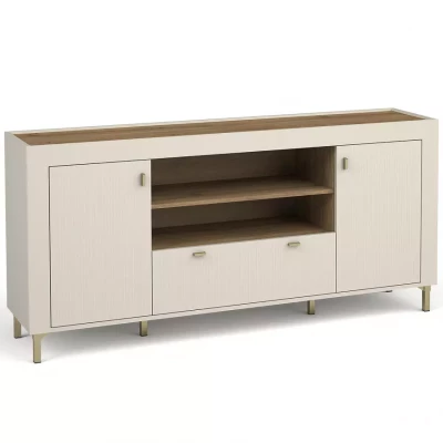 Široká kombinovaná komoda AUROVA - kašmír / dub whiskey