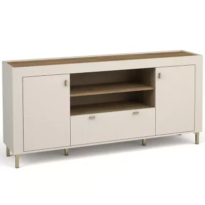 Široká kombinovaná komoda AUROVA - kašmír / dub whiskey