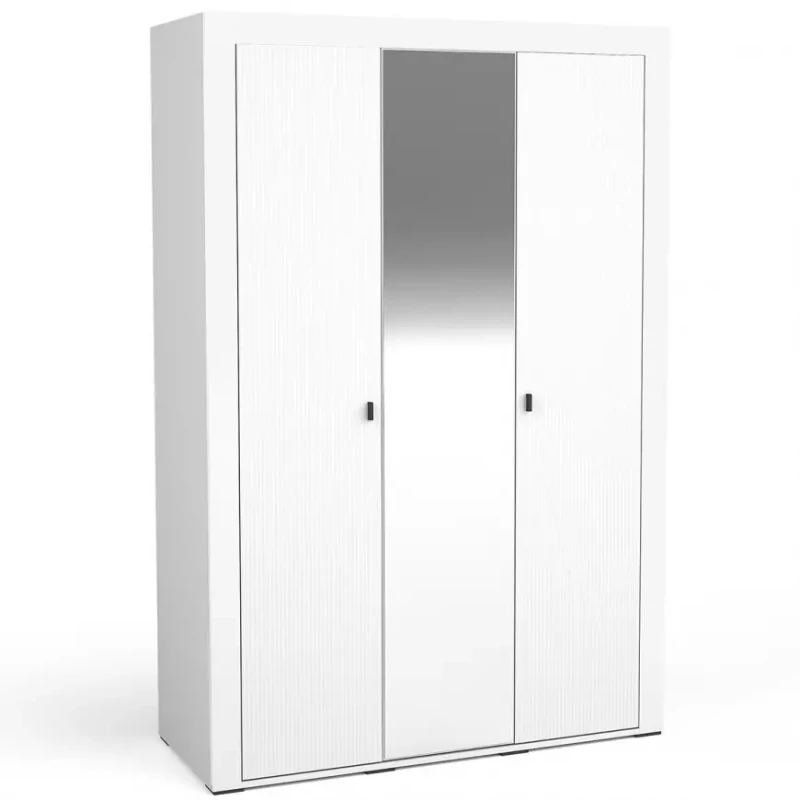Šatní skříň 138 cm AUROVA se zrcadlem - bílá