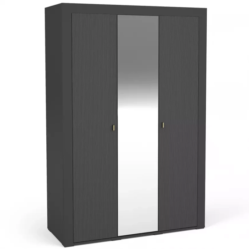 Šatní skříň 138 cm AUROVA se zrcadlem - černá