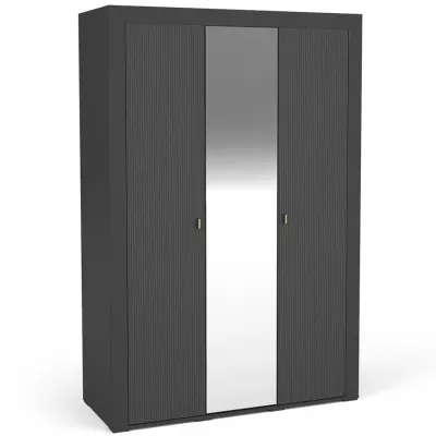 Šatní skříň 138 cm AUROVA se zrcadlem - černá