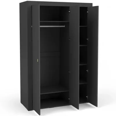 Šatní skříň 138 cm AUROVA se zrcadlem - černá