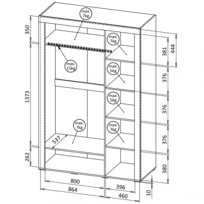Šatní skříň 138 cm AUROVA se zrcadlem - kašmír