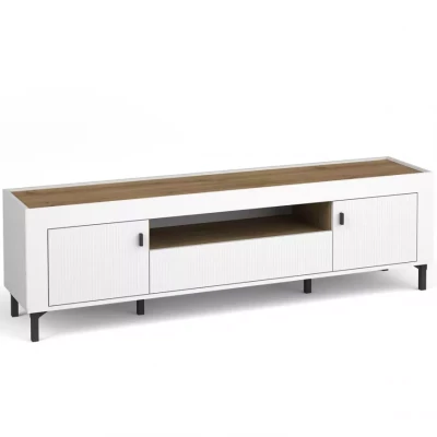 Televizní stolek AUROVA - bílý / dub whiskey