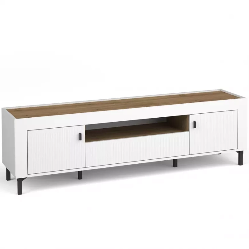 Televizní stolek AUROVA - bílý / dub whiskey