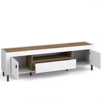 Televizní stolek AUROVA - bílý / dub whiskey