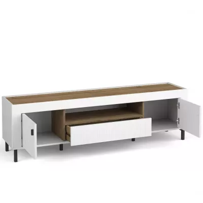 Televizní stolek AUROVA - bílý / dub whiskey
