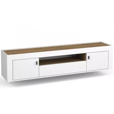 Televizní stolek AUROVA - bílý / dub whiskey