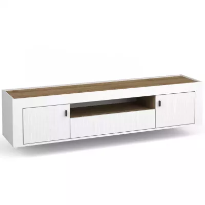 Televizní stolek AUROVA - bílý / dub whiskey