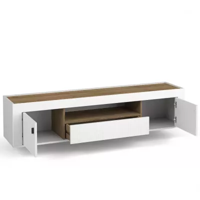 Televizní stolek AUROVA - bílý / dub whiskey