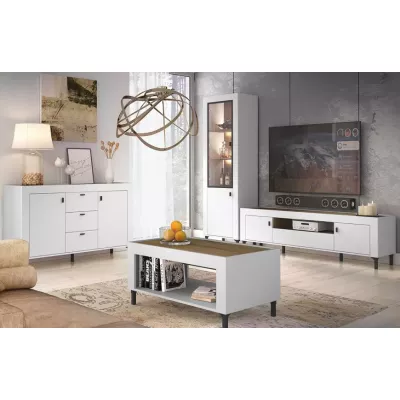 Televizní stolek AUROVA - bílý / dub whiskey