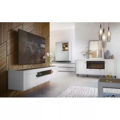 Televizní stolek AUROVA - bílý / dub whiskey