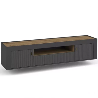 Televizní stolek AUROVA - černý / dub whiskey