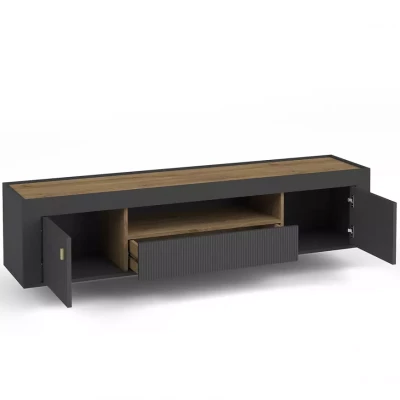 Televizní stolek AUROVA - černý / dub whiskey