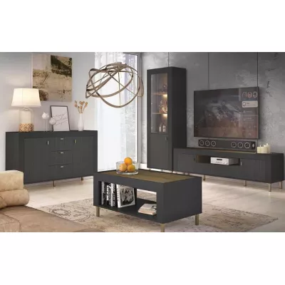 Televizní stolek AUROVA - černý / dub whiskey