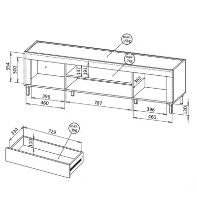 Televizní stolek AUROVA - černý / dub whiskey
