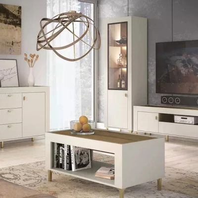 Televizní stolek AUROVA - kašmír / dub whiskey