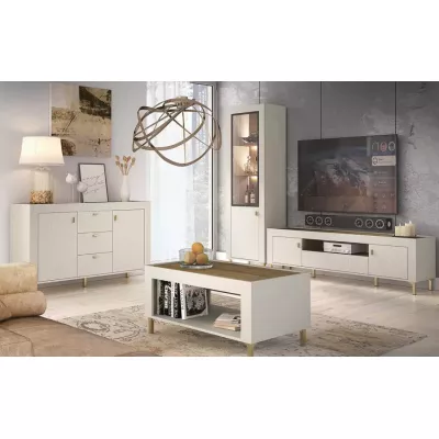 Televizní stolek AUROVA - kašmír / dub whiskey