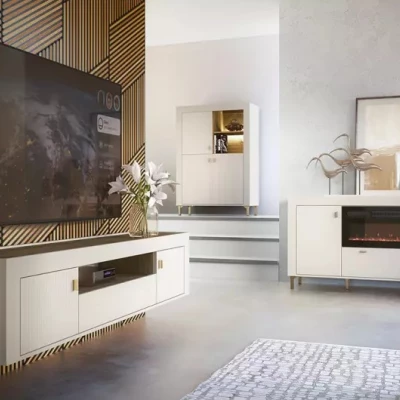 Televizní stolek AUROVA - kašmír / dub whiskey