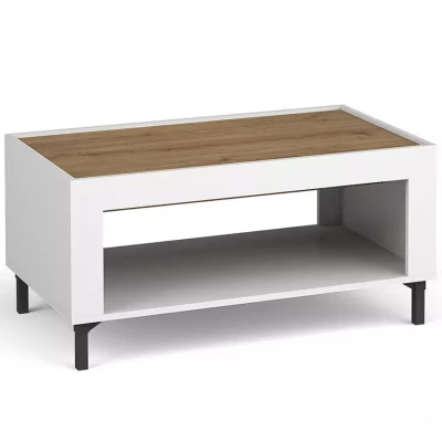 Konferenční stolek AUROVA - bílý / dub whiskey