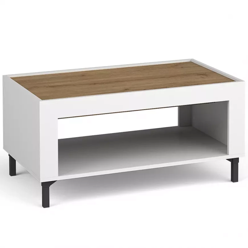 Konferenční stolek AUROVA - bílý / dub whiskey