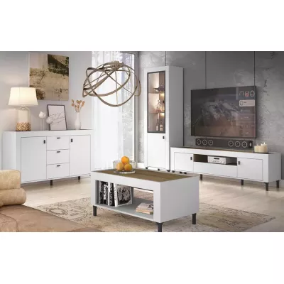 Konferenční stolek AUROVA - bílý / dub whiskey