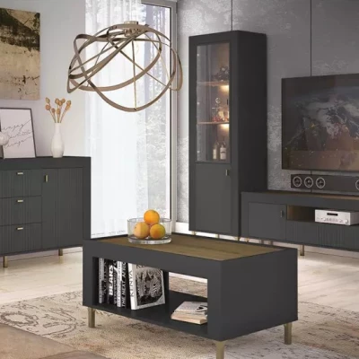 Konferenční stolek AUROVA - černý / dub whiskey