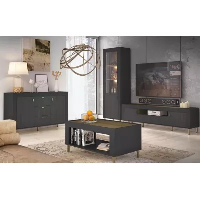 Konferenční stolek AUROVA - černý / dub whiskey