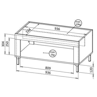 Konferenční stolek AUROVA - černý / dub whiskey