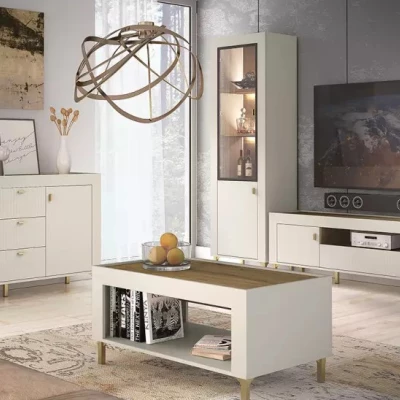 Konferenční stolek AUROVA - kašmír / dub whiskey