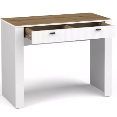 Toaletní stolek AUROVA - bílý / dub whiskey