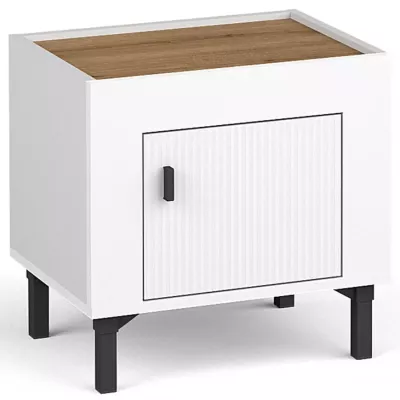 Noční stolek AUROVA - bílý / dub whiskey