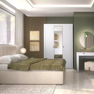 Noční stolek AUROVA - bílý / dub whiskey