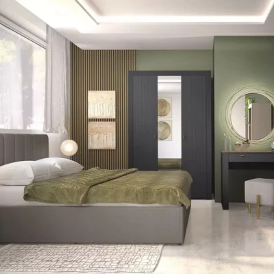 Noční stolek AUROVA - černý / dub whiskey