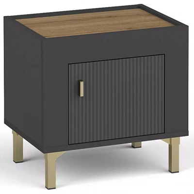 Noční stolek AUROVA - černý / dub whiskey