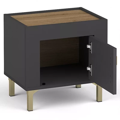 Noční stolek AUROVA - černý / dub whiskey