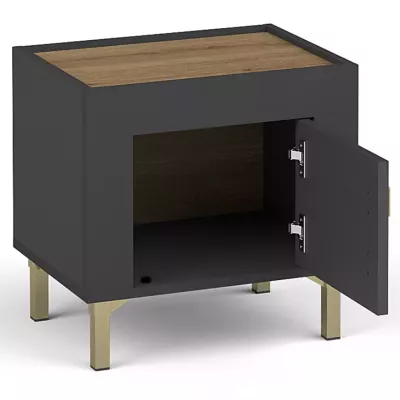 Noční stolek AUROVA - černý / dub whiskey